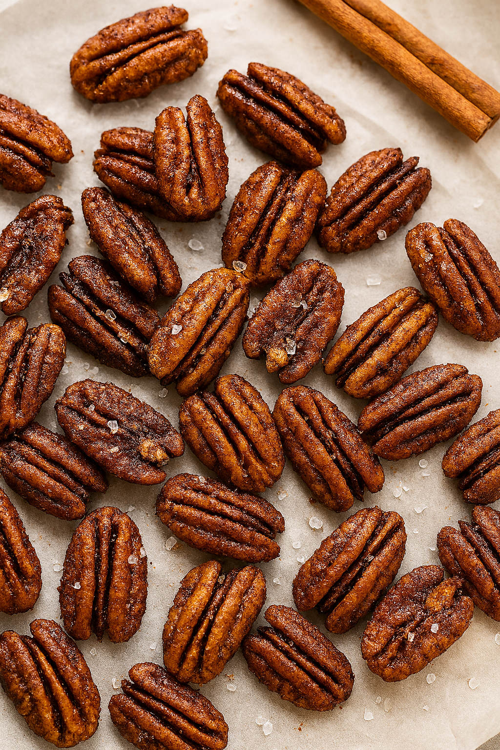 Pecanusskerne mit Zimt und Meersalz