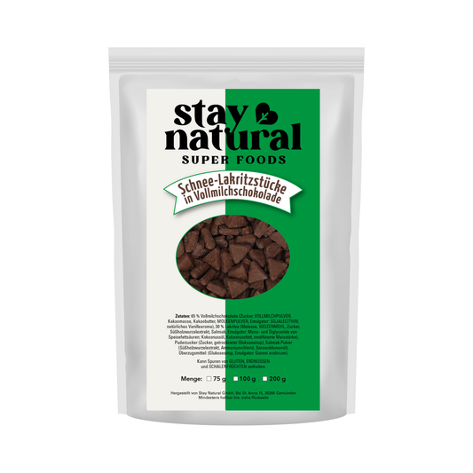 Schnee Lakritzstücke in Vollmilchschokolade