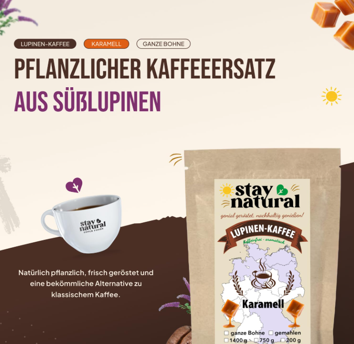 Lupinen Kaffee Karamell ganze Bohne