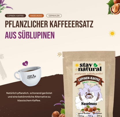 Lupinen Kaffee Haselnuss ganze Bohne