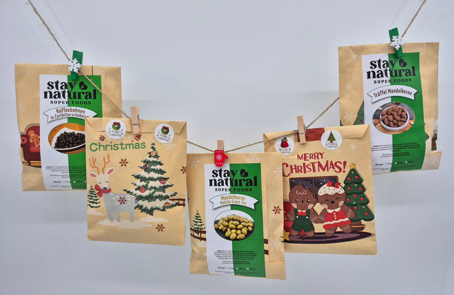 Weihnachtskalender – 24 köstliche Nusssorten auf der Wäscheleine