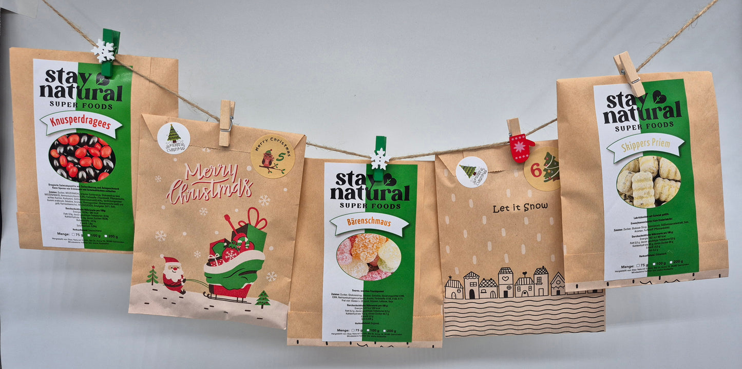 Weihnachtskalender Lakritz köstliche Lakritz Überraschungen auf der Wäscheleine