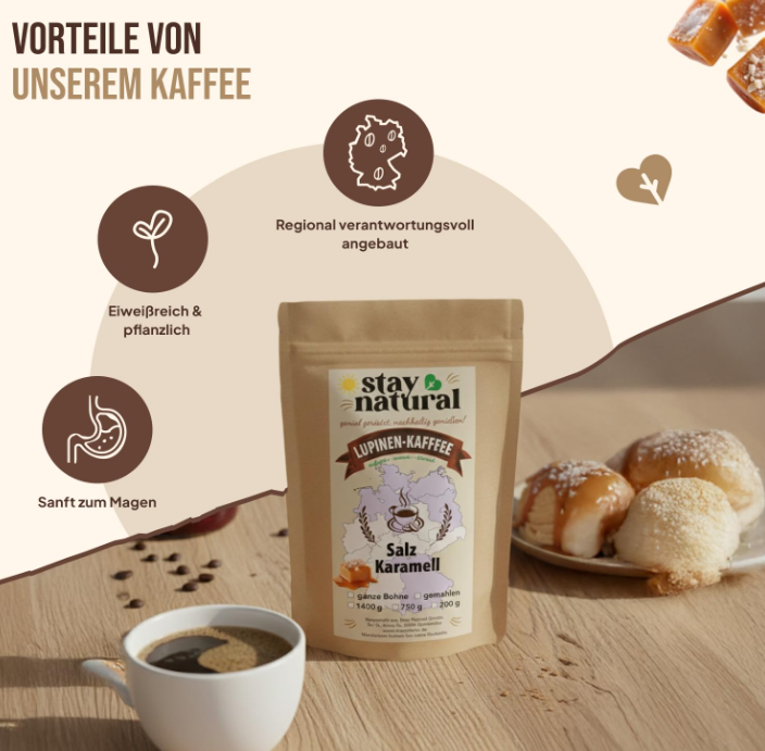 Lupinen Kaffee Salz Karamell gemahlen