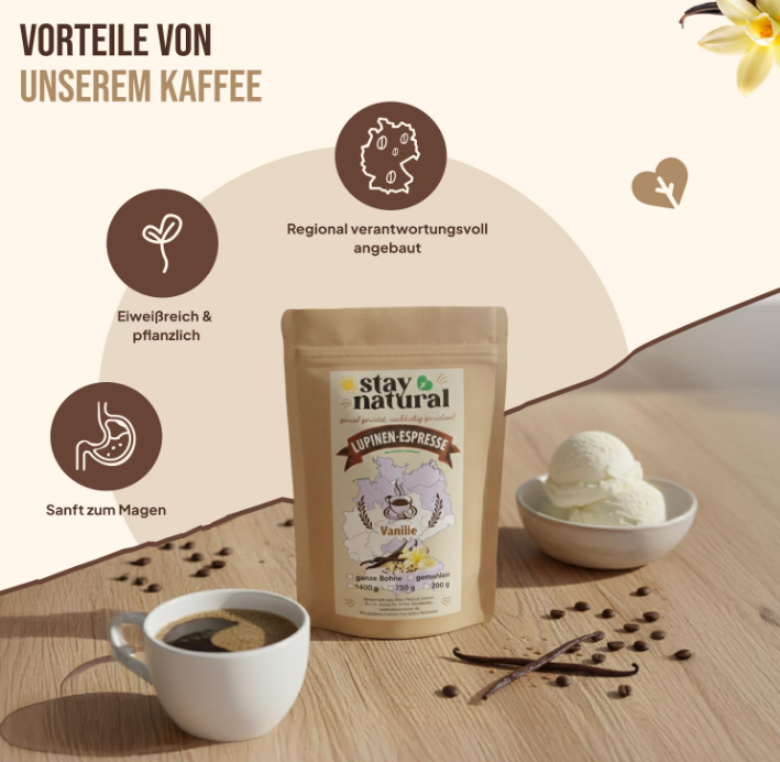 Lupinen Kaffee Vanille ganze Bohne