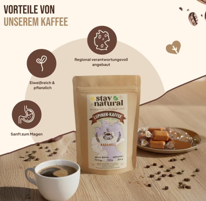 Lupinen Kaffee Karamell ganze Bohne