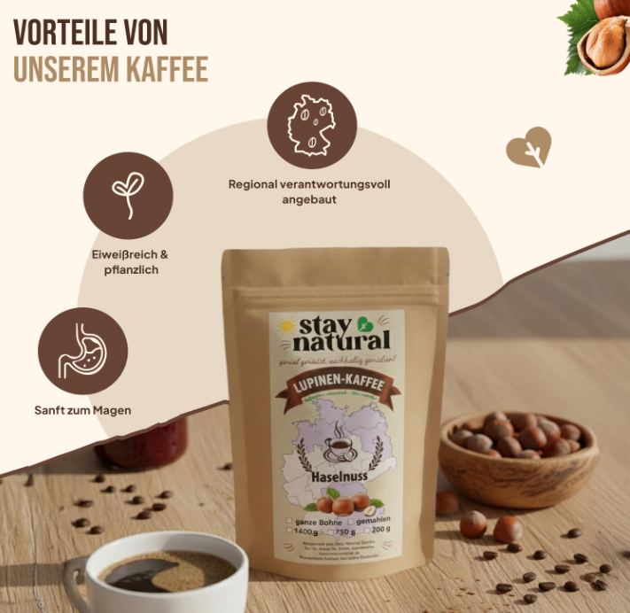 Lupinen Kaffee Haselnuss ganze Bohne