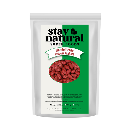 Mandelkerne in Erdbeer Joghurt