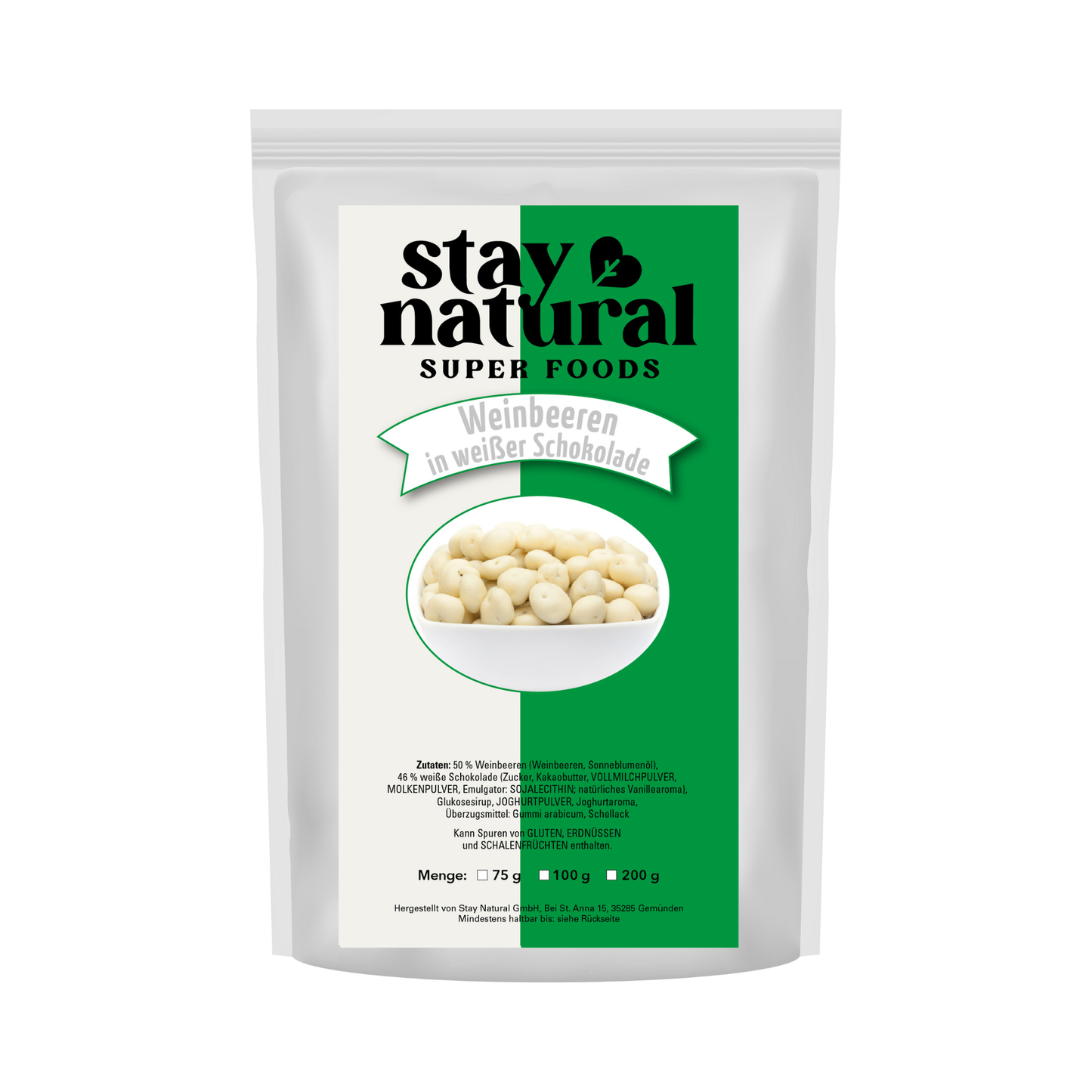 Weinbeeren in weißer Schokolade