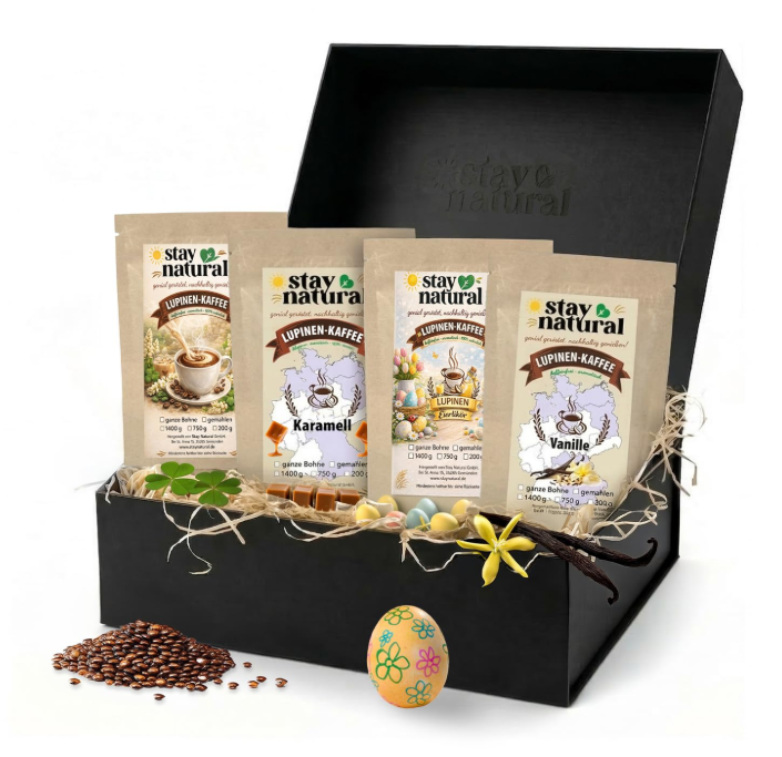 Lupinenkaffee Entdeckerpaket – Vier beliebte Aromasorten in einer Box ( gemahlen )